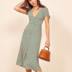Reformation Rosalinda Floral Tie Sleeve Dress